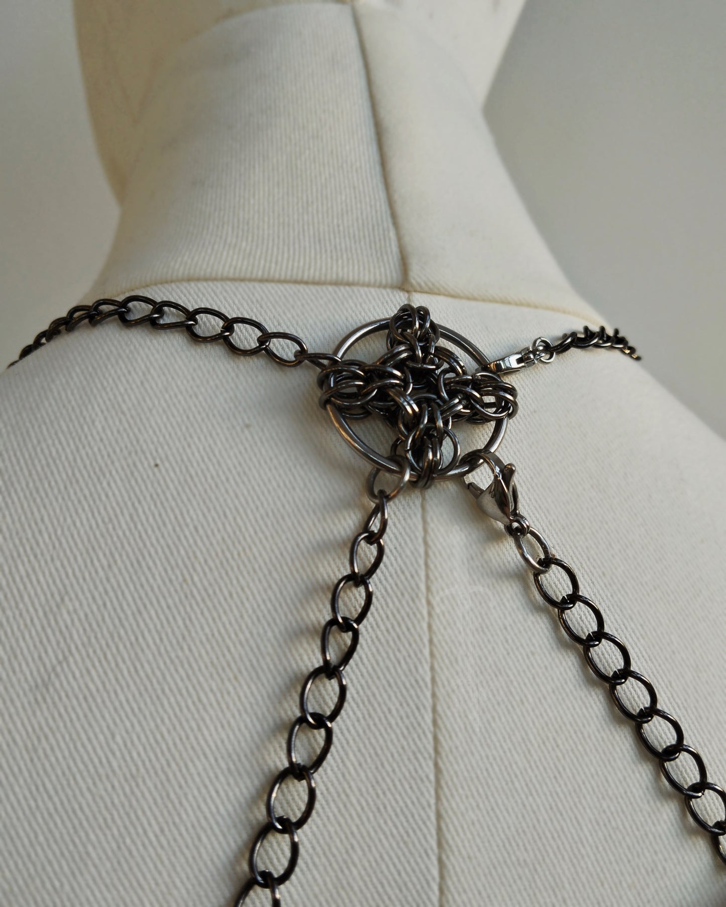 The Ayla Collar Statement Chainmail Piece in Gun Metal Black
