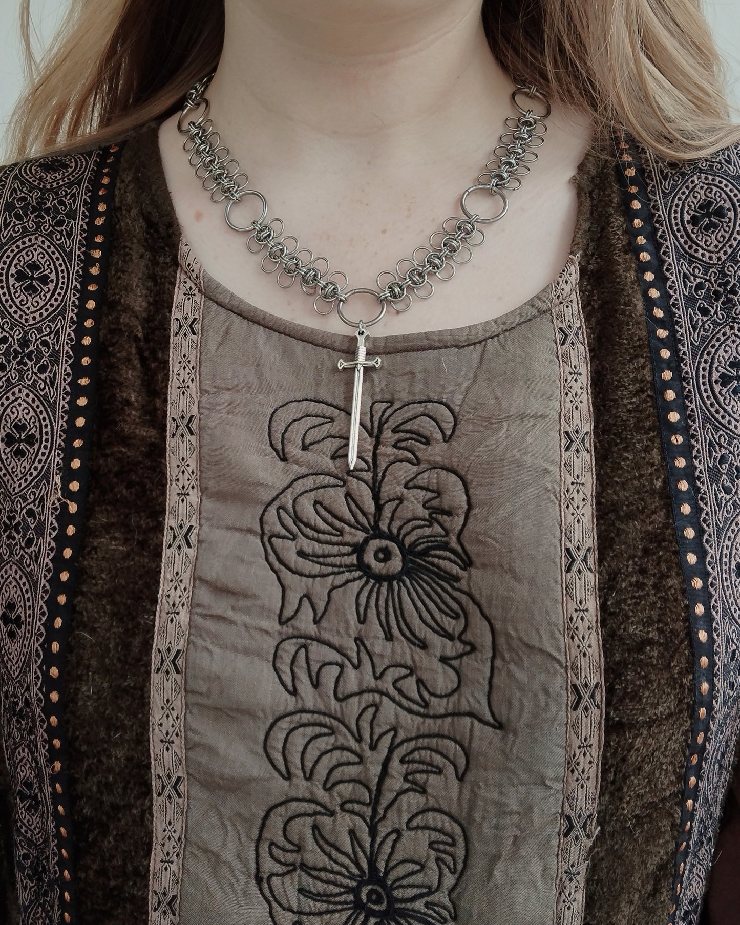 One of a Kind - The Chainmail Sword Necklace in Stainless Steel
