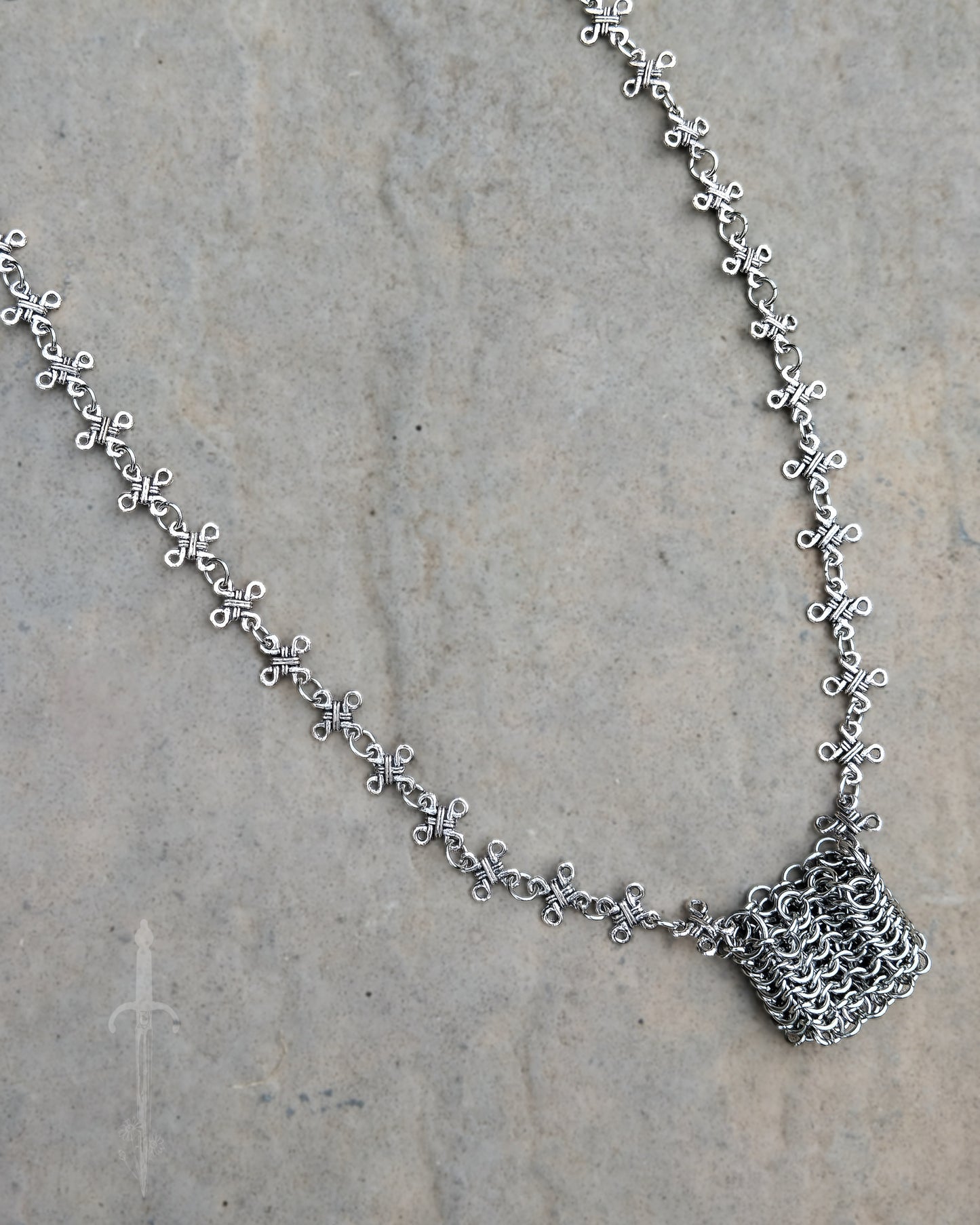 One of a Kind - The Miniature Chainmail Pouch Necklace in Stainless Steel