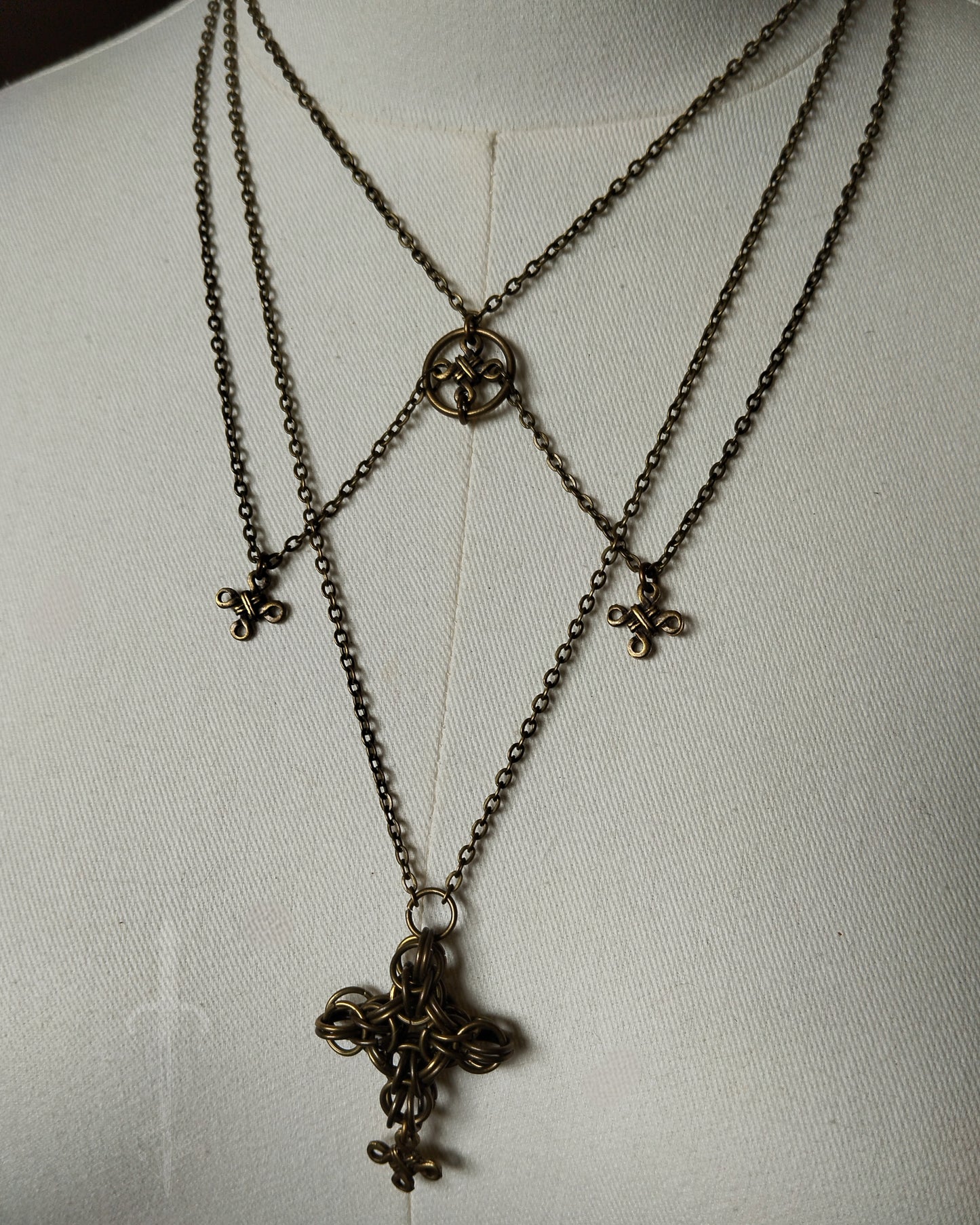 One of a Kind - The Trio Guild Necklace in Antique Bronze