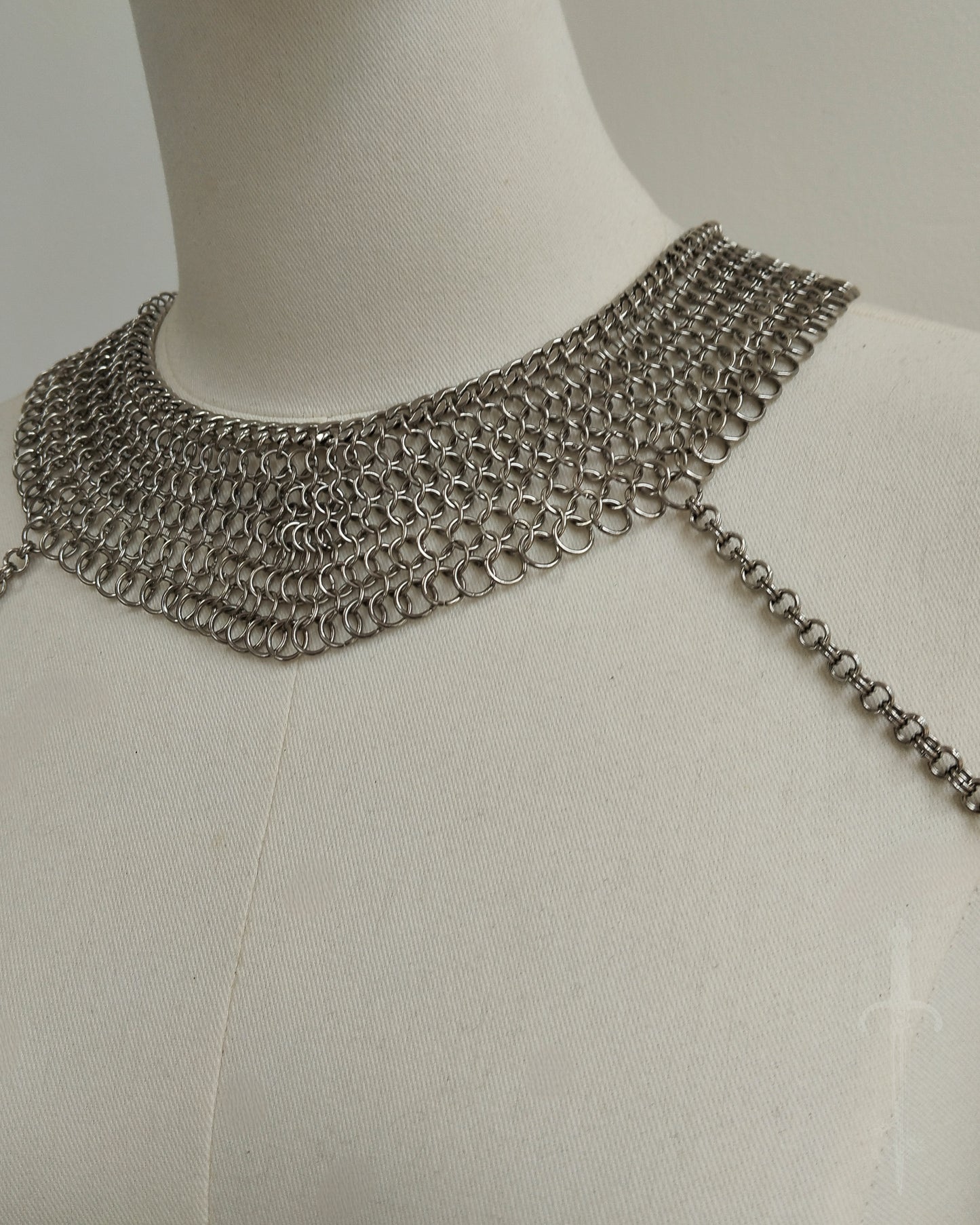 One of a Kind - The Warrior Chainmail Necklace with Shoulder Chains in Stainless Steel