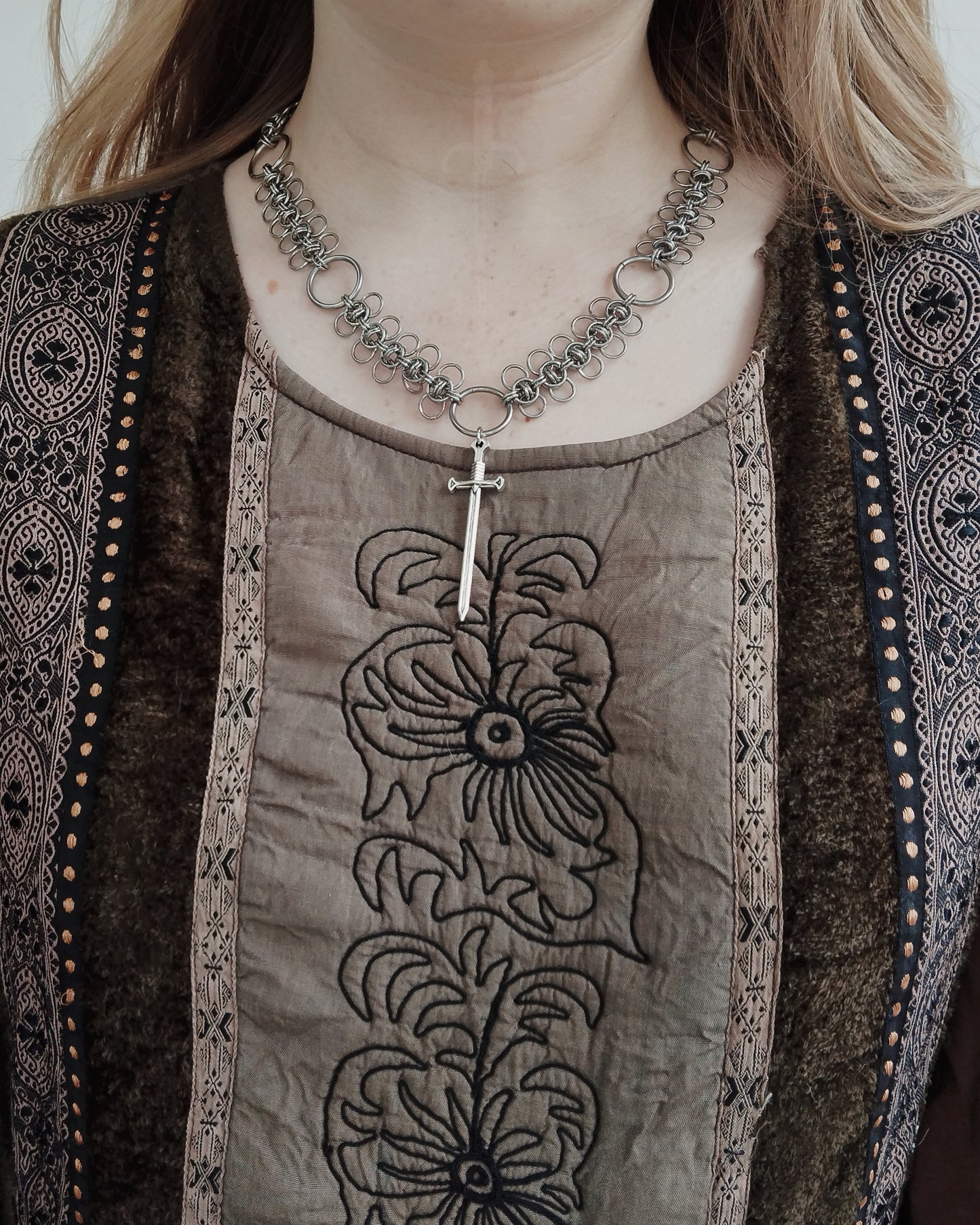 One of a Kind - The Chainmail Sword Necklace in Stainless Steel
