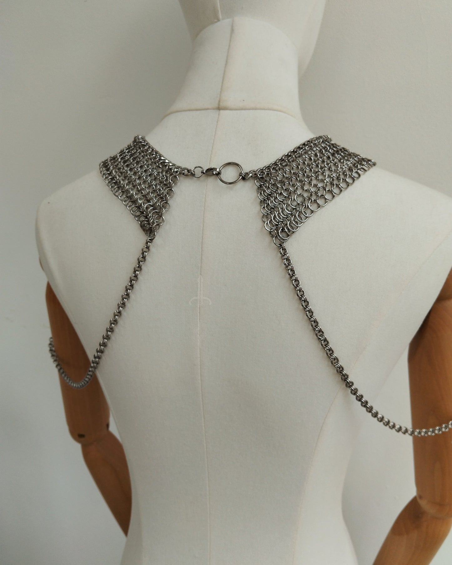 One of a Kind - The Warrior Chainmail Necklace with Shoulder Chains in Stainless Steel
