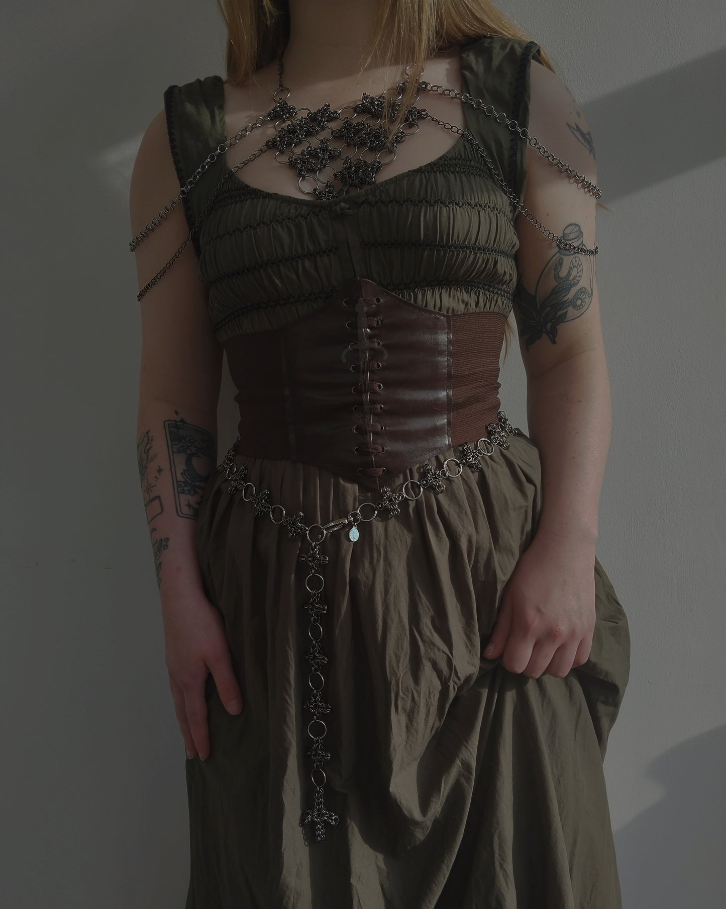 The Ayla Chainmail Cross Collar & Belt Bundle