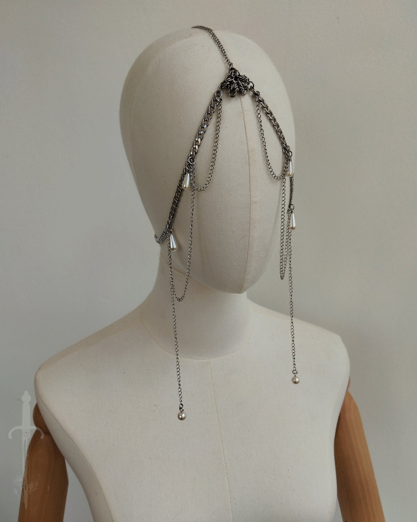 One of a Kind - The Ophelia Chainmail Head Piece in Stainless Steel
