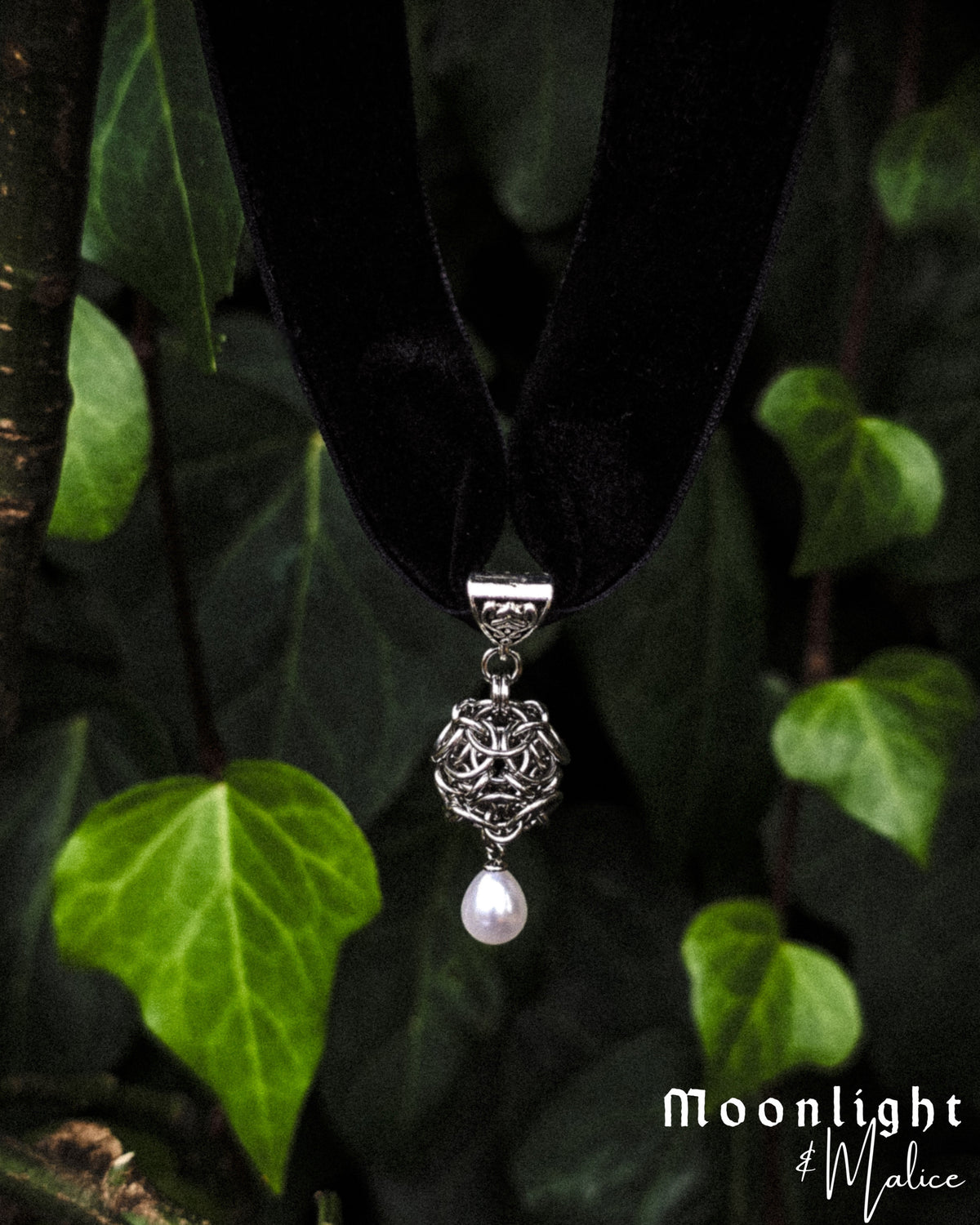 The Dragon’s Egg Chainmail Ribbon Necklace in Stainless Steel
