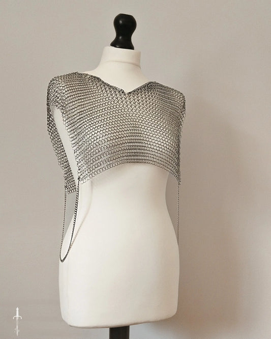 The Chainmail Crop Tabard in Stainless Steel