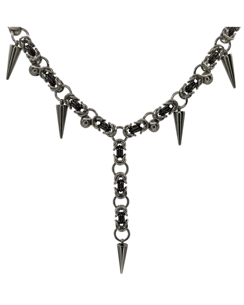 The Duri Chainmail Necklace in Stainless Steel & Gunmetal Black
