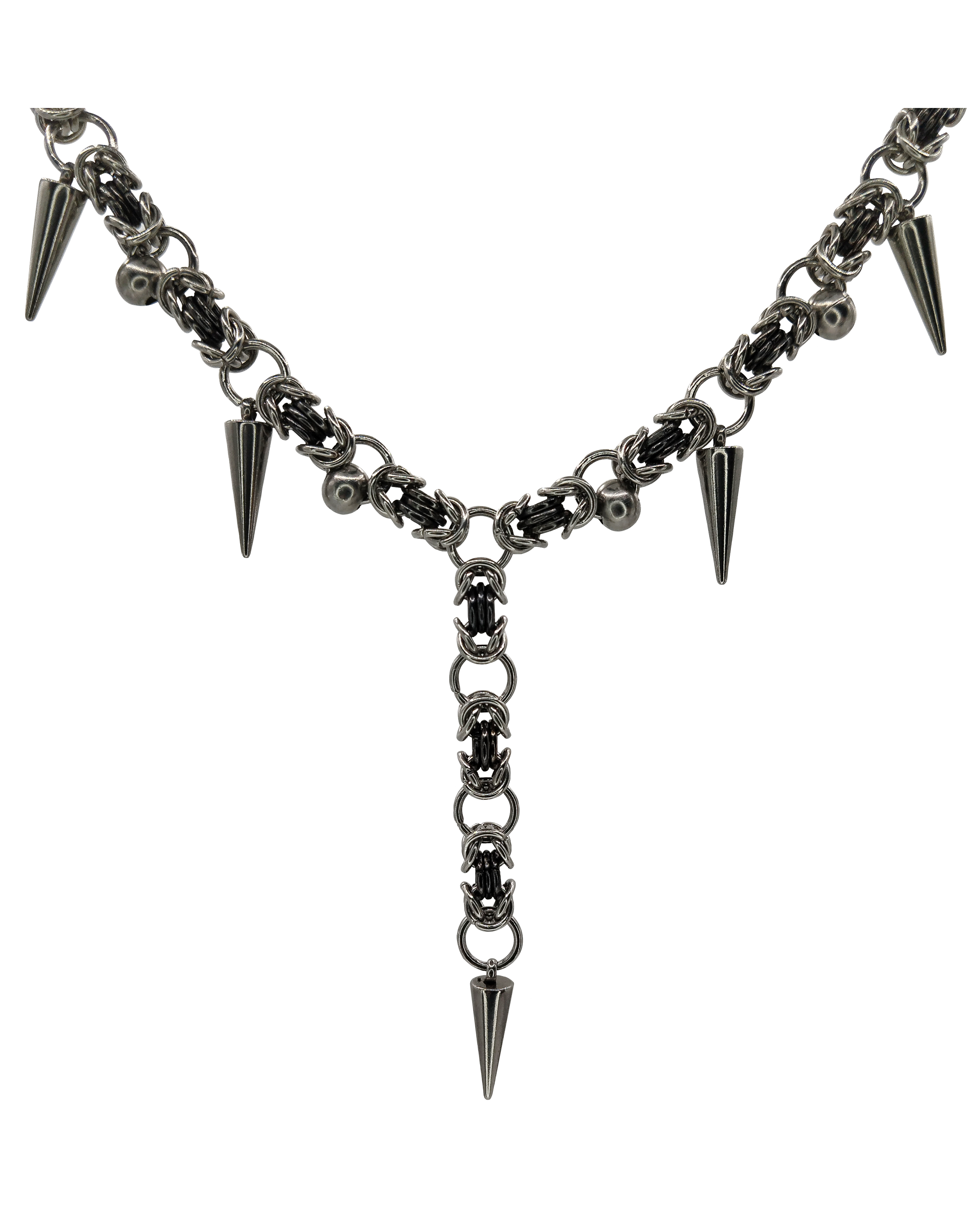 The Duri Chainmail Necklace in Stainless Steel & Gunmetal Black