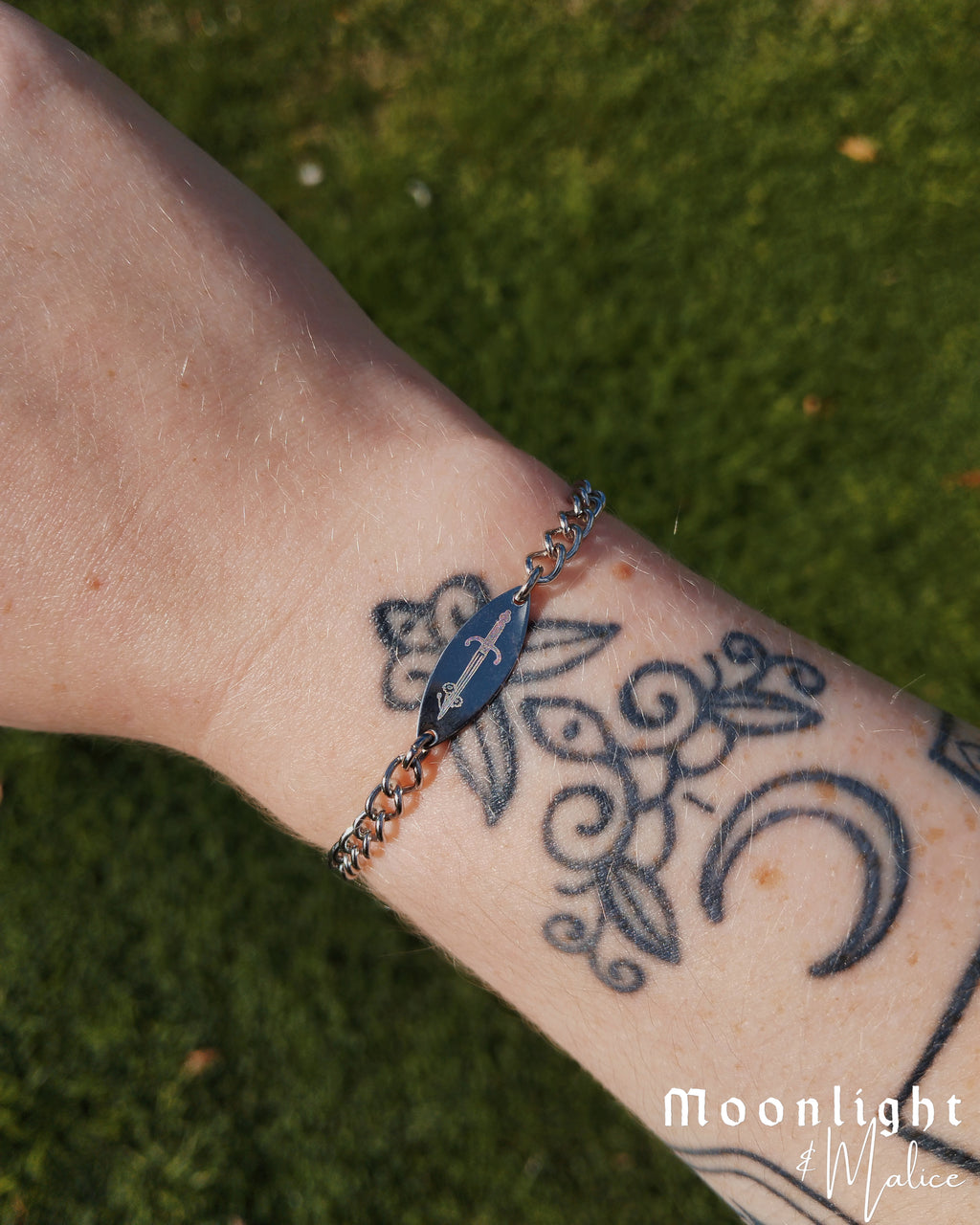 The Moonlight & Malice Pendant Bracelet in Stainless Steel