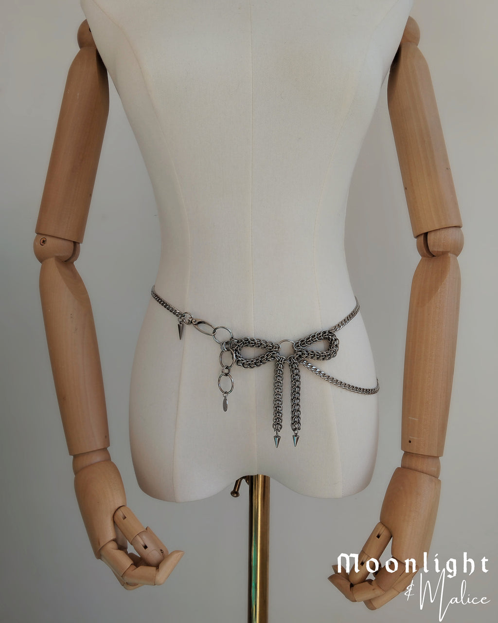 The Asymmetrical Bow Chainmail Belt Chain in Stainless Steel