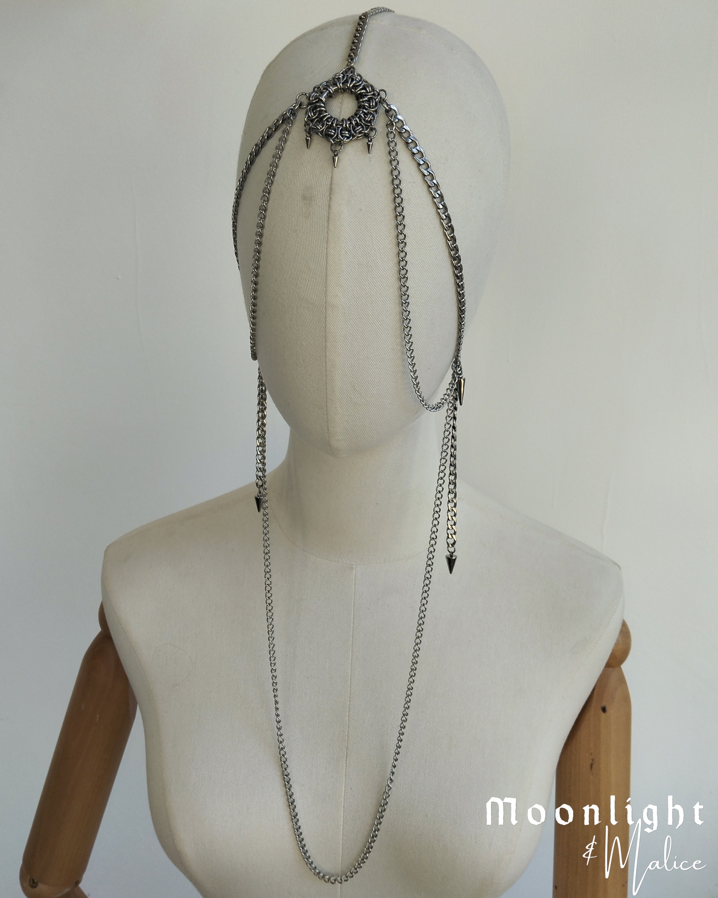 The Luminary Chainmail Head Piece in Stainless Steel - One of a Kind