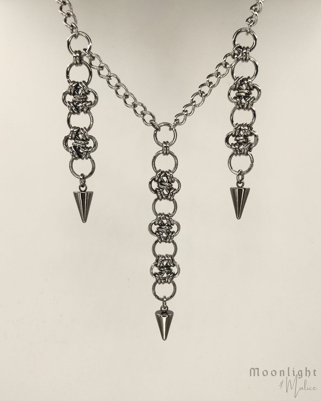 The Esme Chainmail Pendant Necklace in Stainless Steel