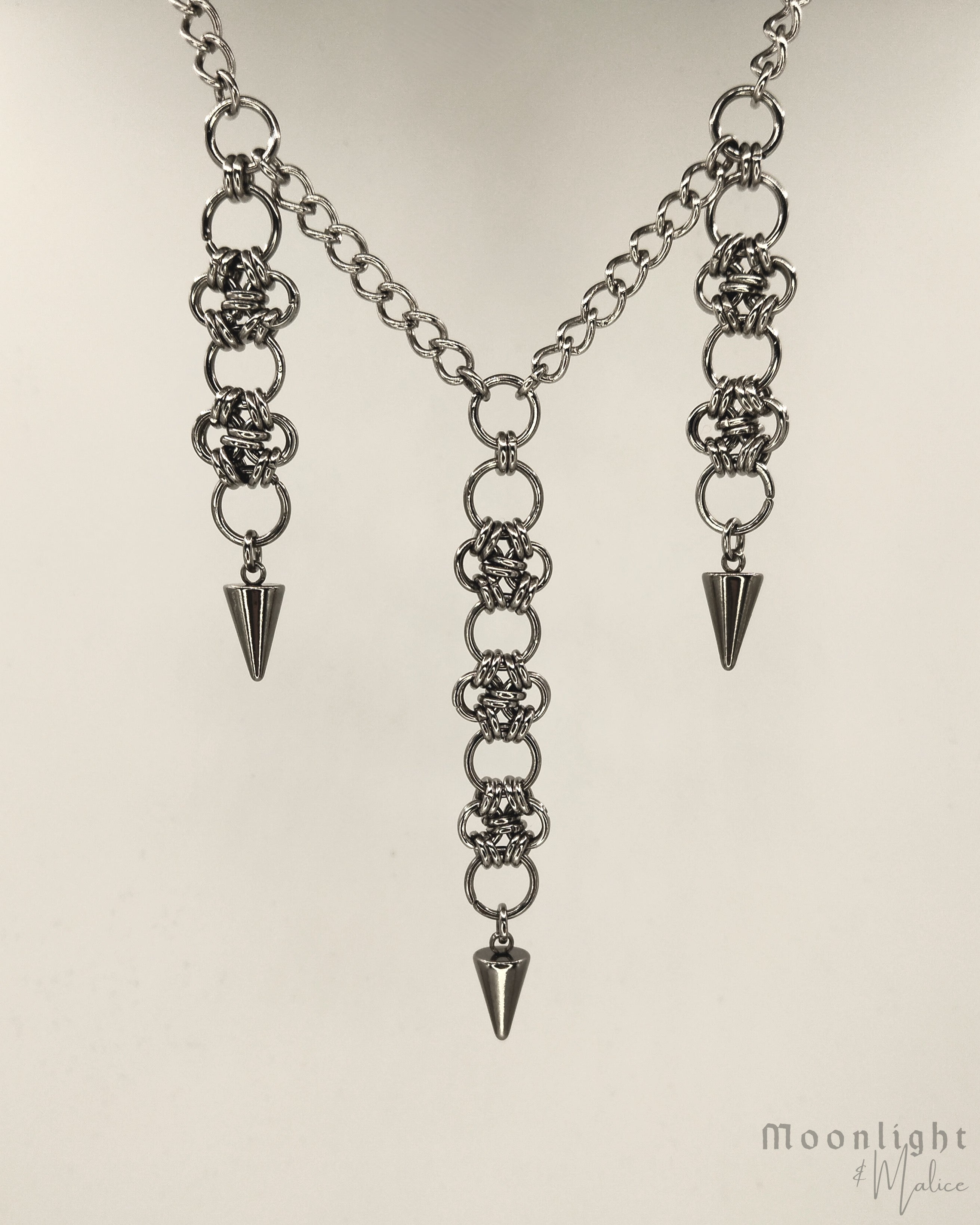 The Esme Chainmail Pendant Necklace in Stainless Steel