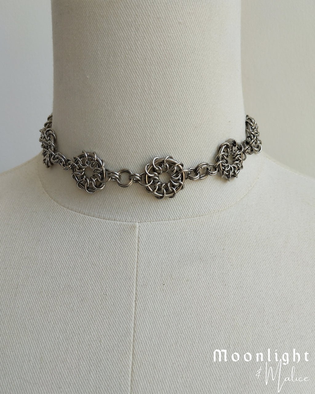 The Oneiroi Chainmail Choker Necklace in Stainless Steel