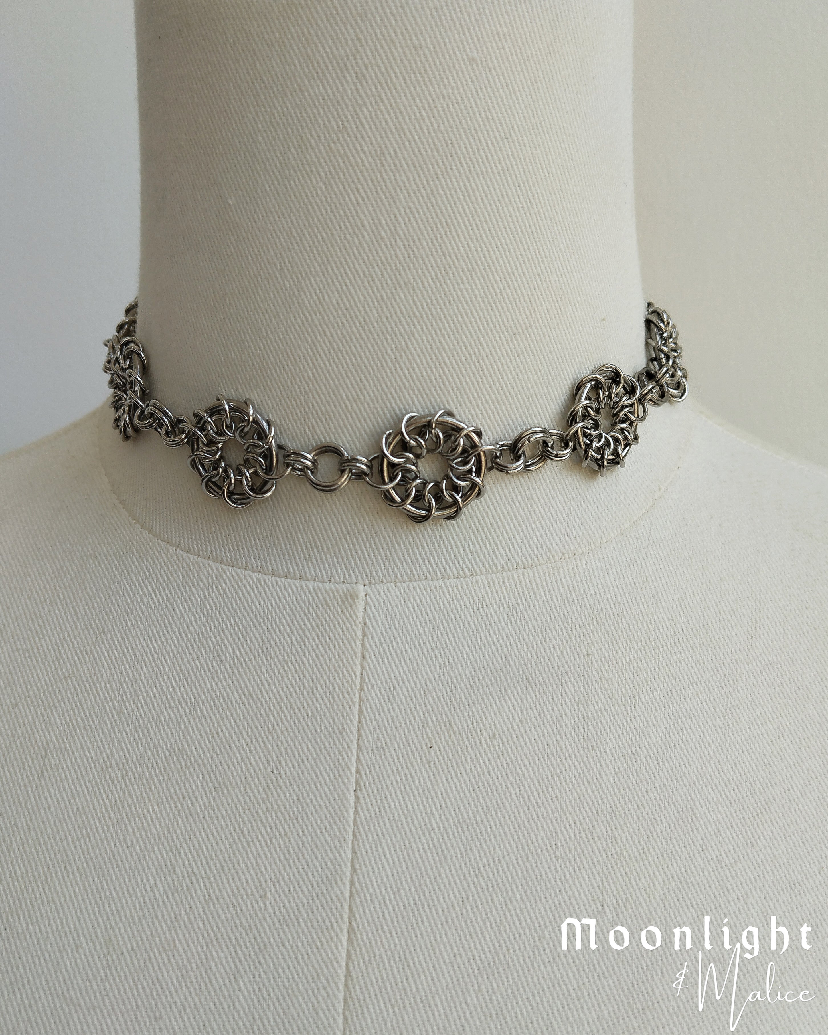 The Oneiroi Chainmail Choker Necklace in Stainless Steel