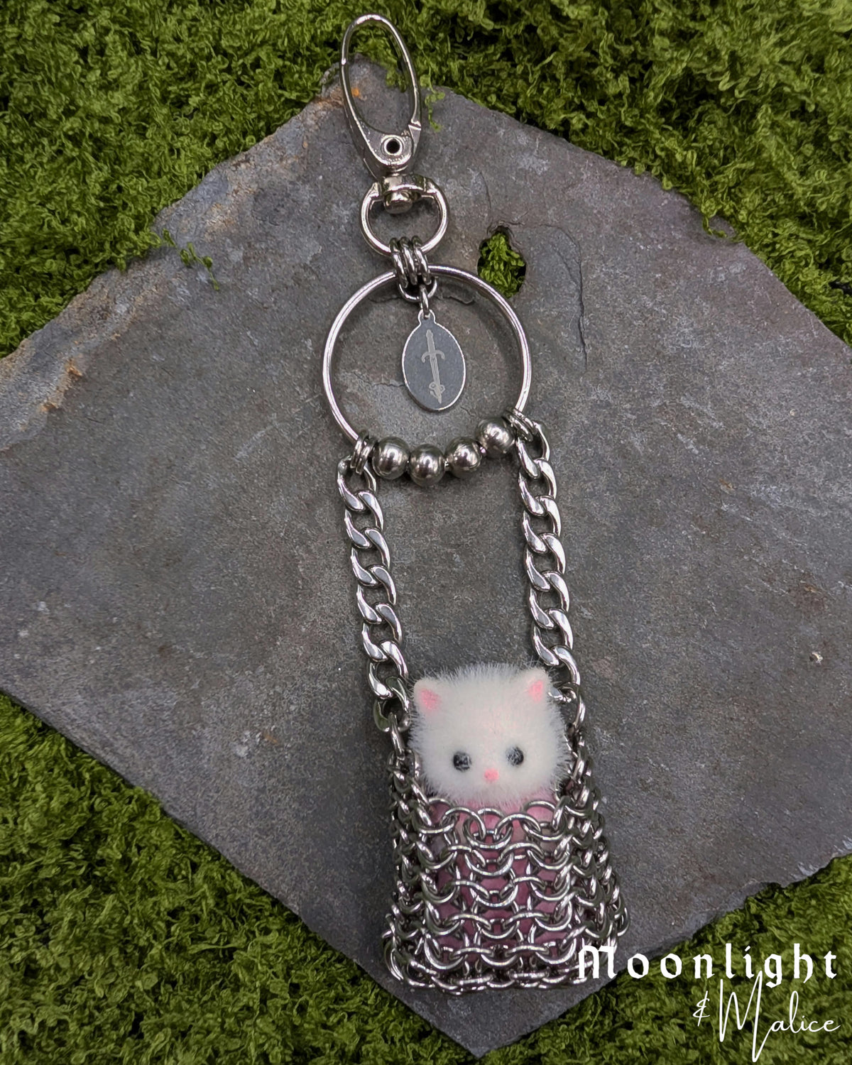 The Millie Chainmail Pouch Belt/Bag Charm in Stainless Steel