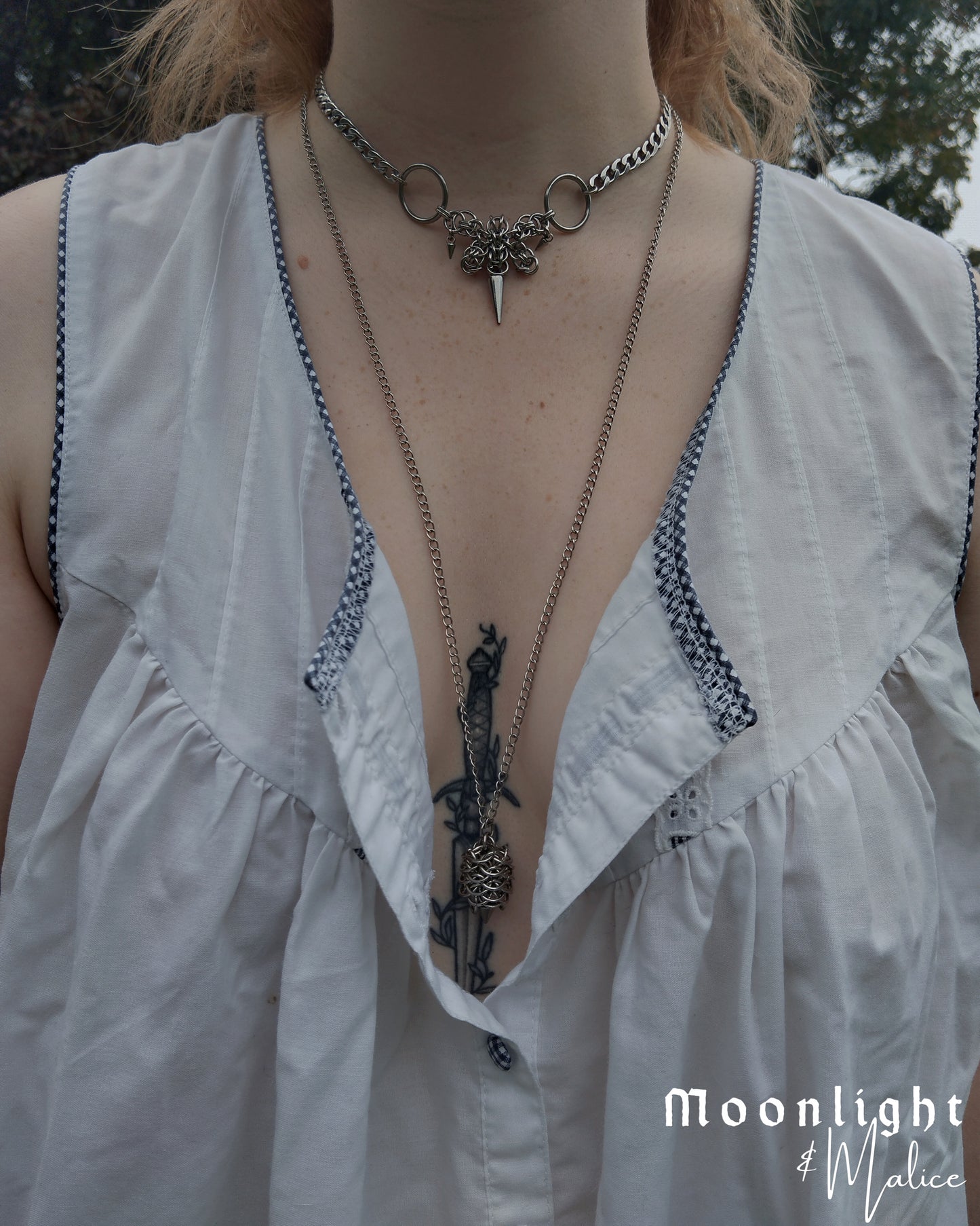 The Strobilus Chainmail Pinecone Necklace in Stainless Steel