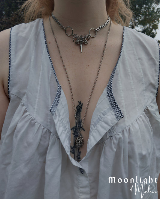 The Strobilus Chainmail Pinecone Necklace in Stainless Steel