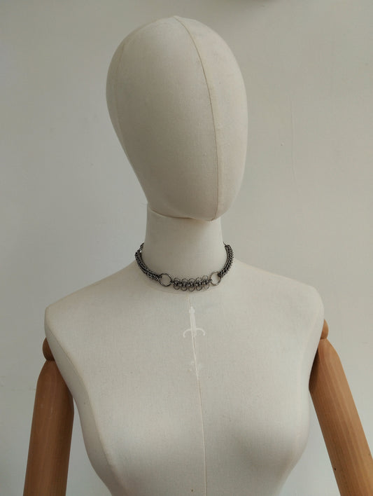 One of a Kind - The Lilith Choker Chainmail Necklace in Stainless Steel