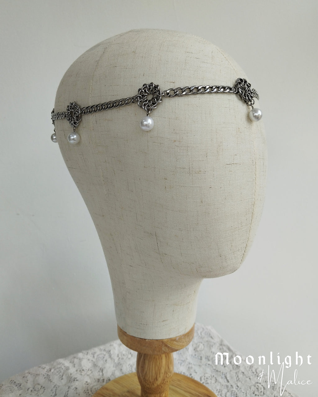 The Oneiroi Chainmail Head Piece in Stainless Steel - One of a Kind