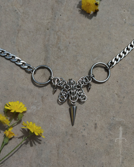 The Mariposa Chainmail Choker Necklace in Stainless Steel
