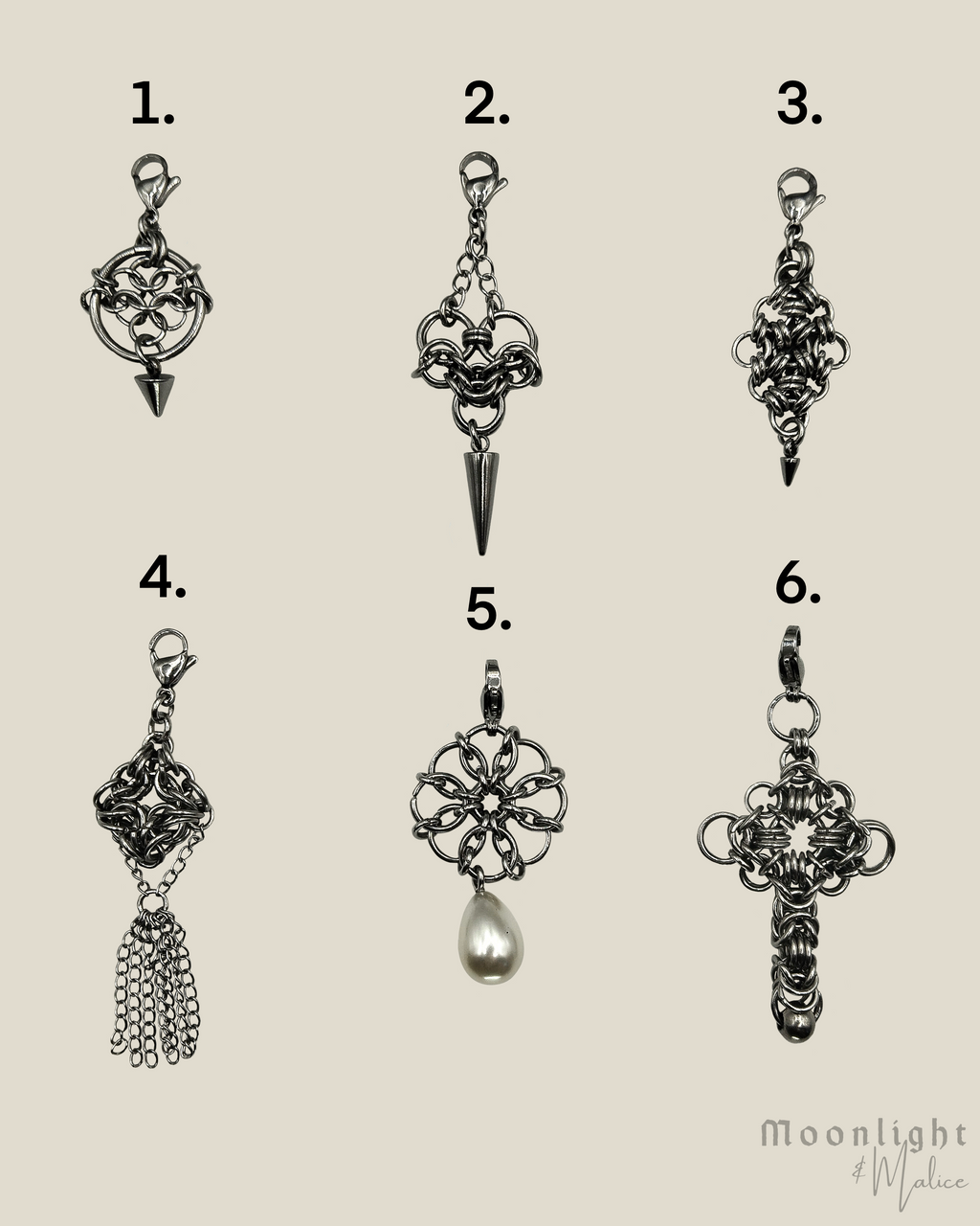 Add On Charms for Nettles Chainmail Choker in Stainless Steel