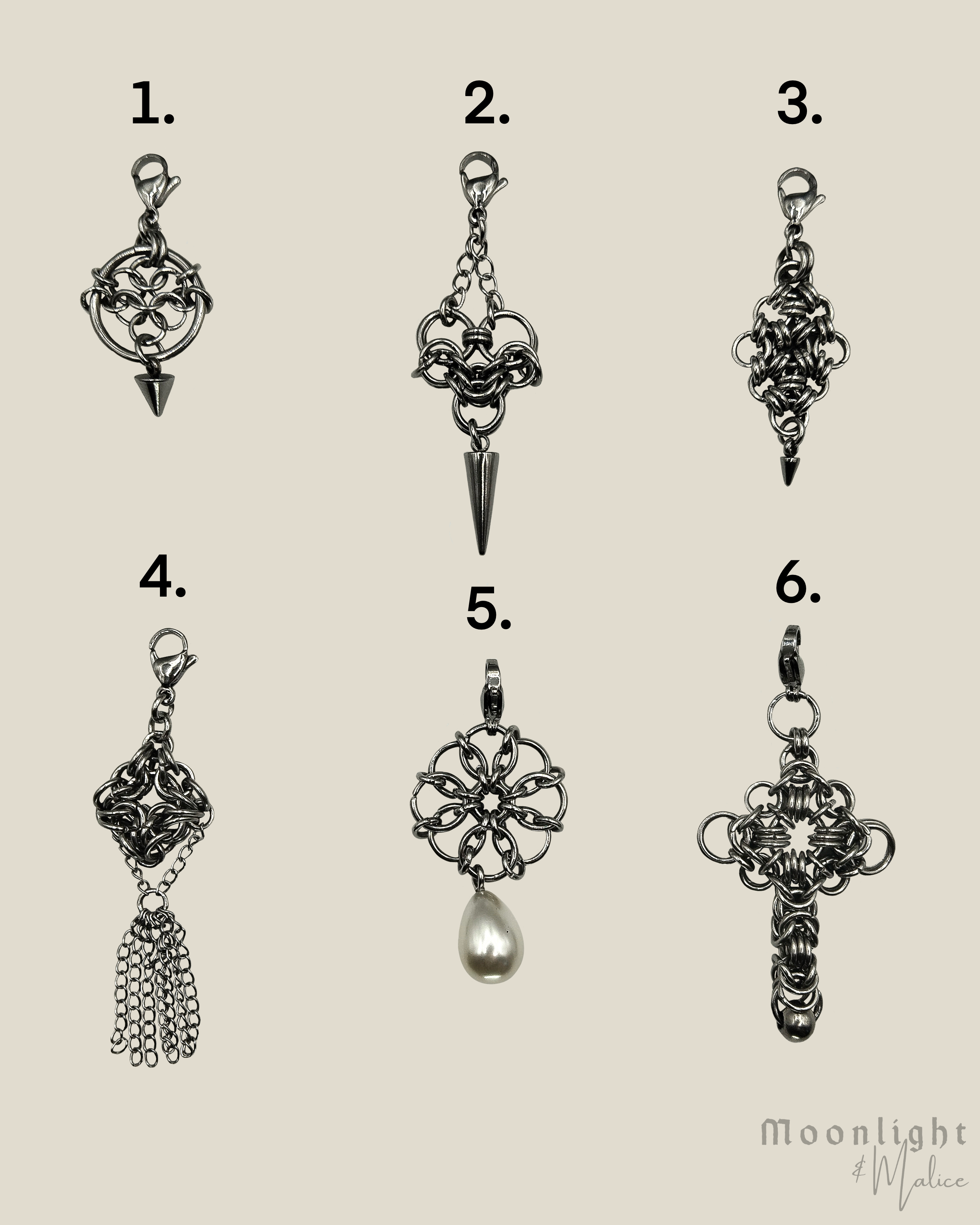 Add On Charms for Nettles Chainmail Choker in Stainless Steel