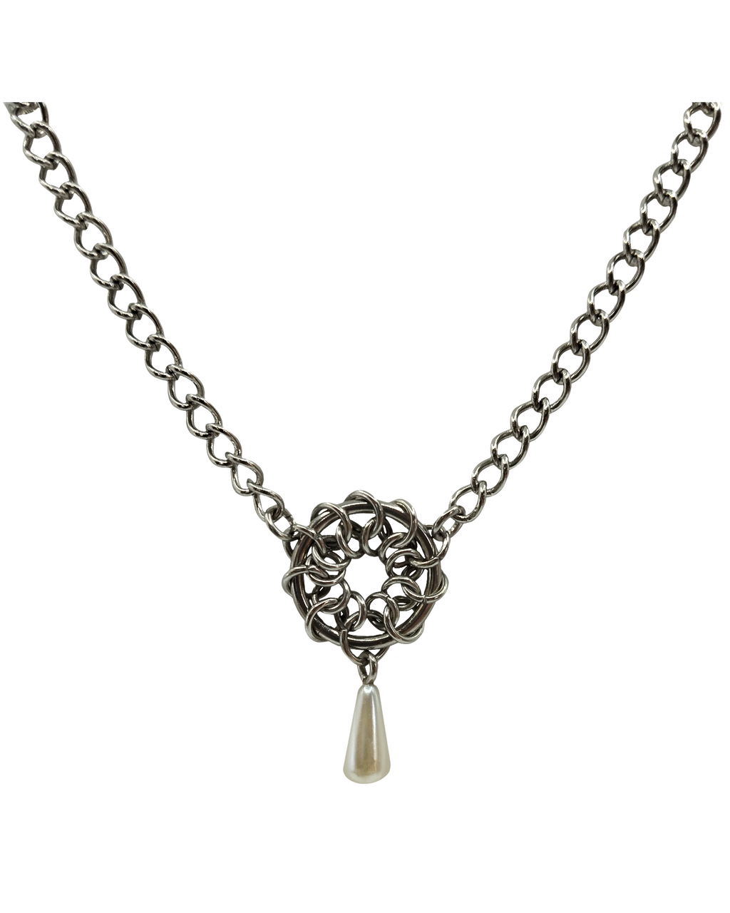 The Oneiroi Chainmail Ferronnière Headpiece in Stainless Steel