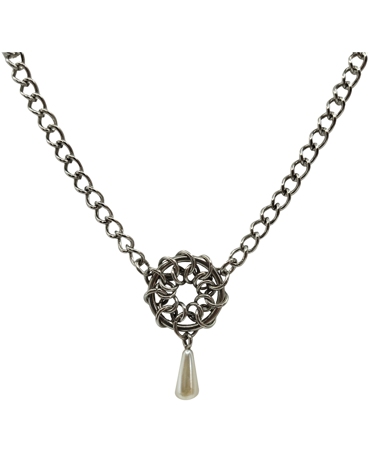 The Oneiroi Chainmail Ferronnière Headpiece in Stainless Steel