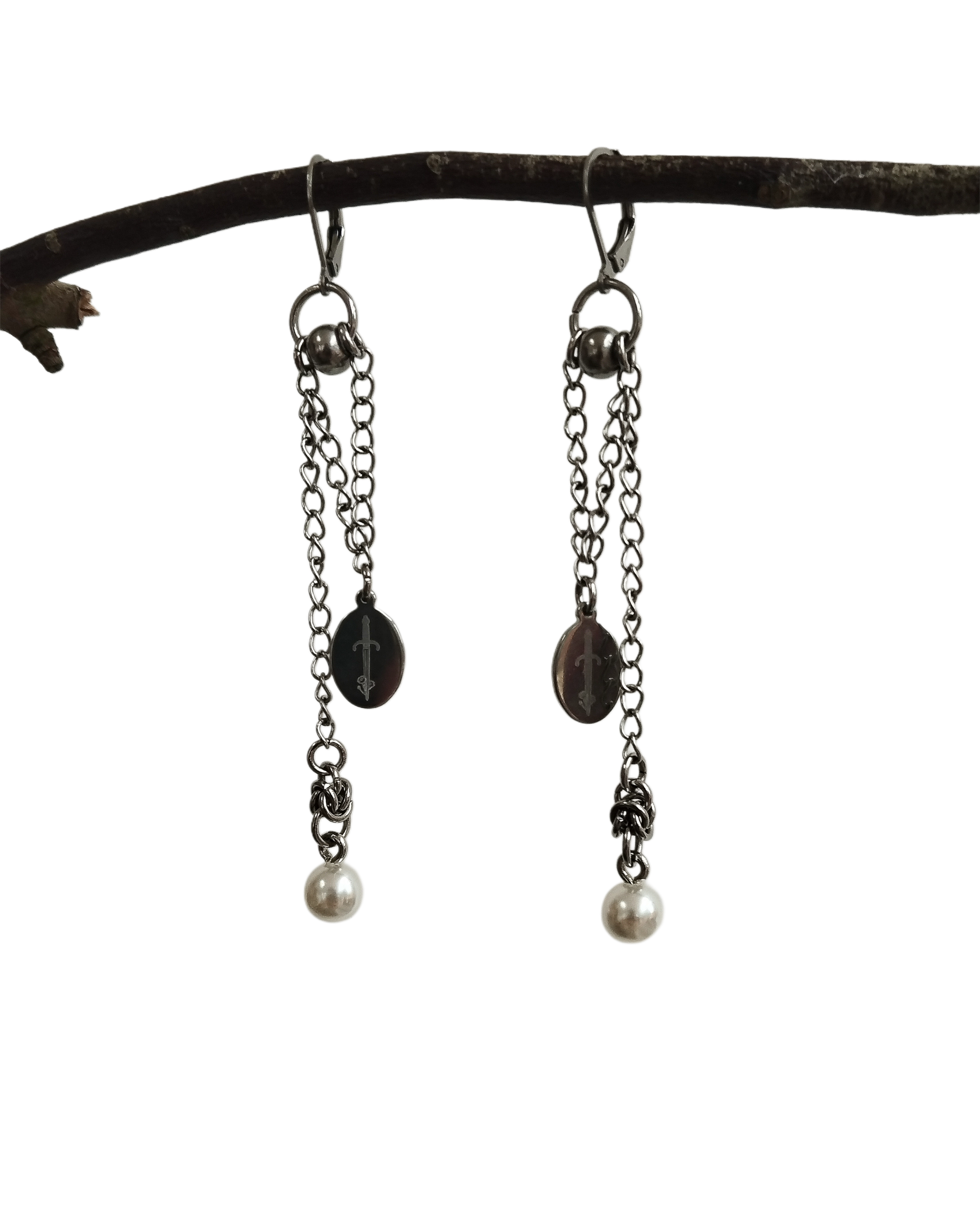The Rusalka Chainmail Earrings in Stainless Steel