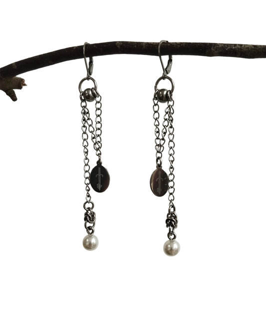 The Rusalka Chainmail Earrings in Stainless Steel
