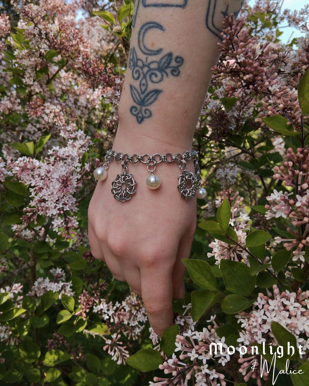 The Oneiroi Chainmail Charm Bracelet in Stainless Steel