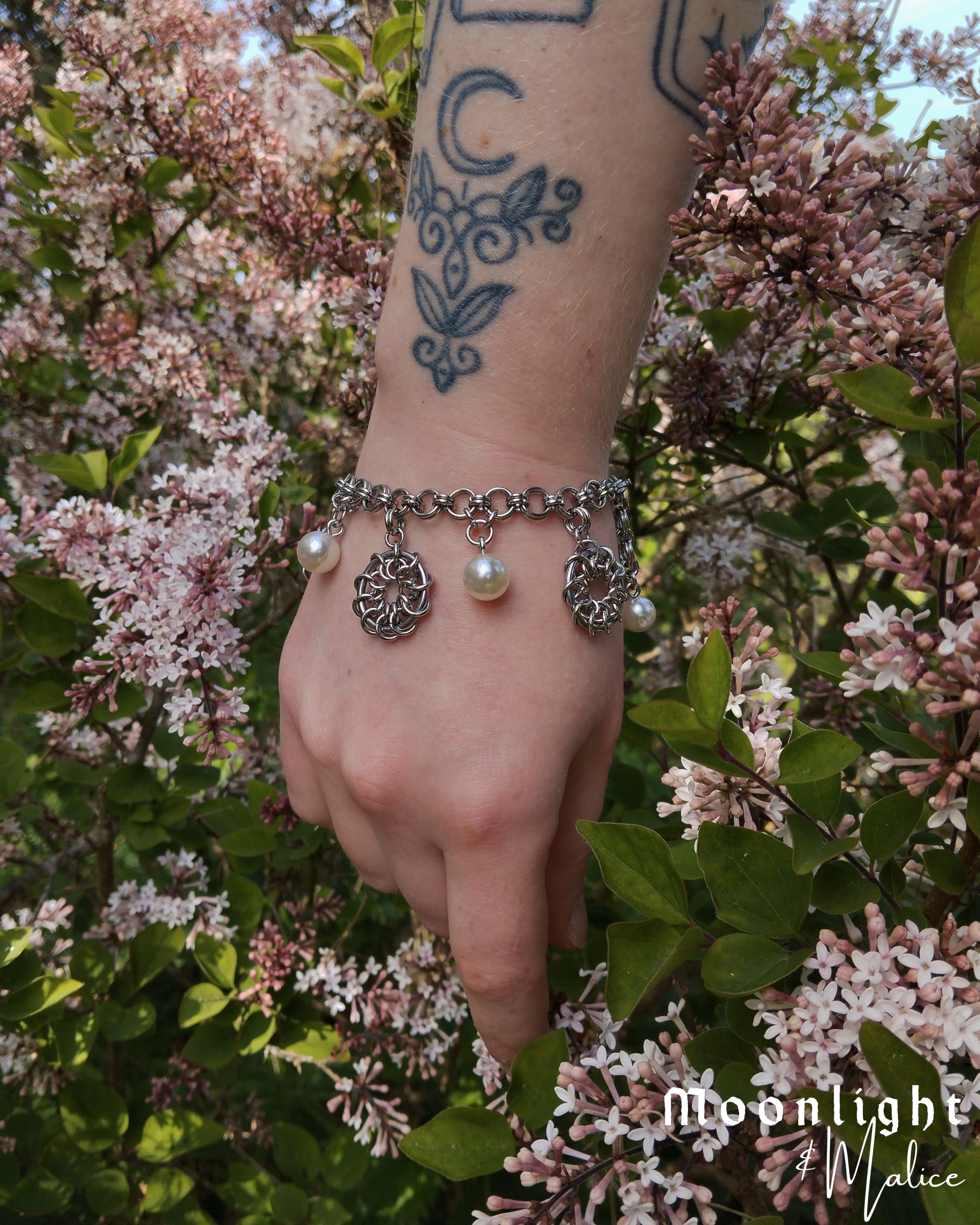 The Oneiroi Chainmail Charm Bracelet in Stainless Steel