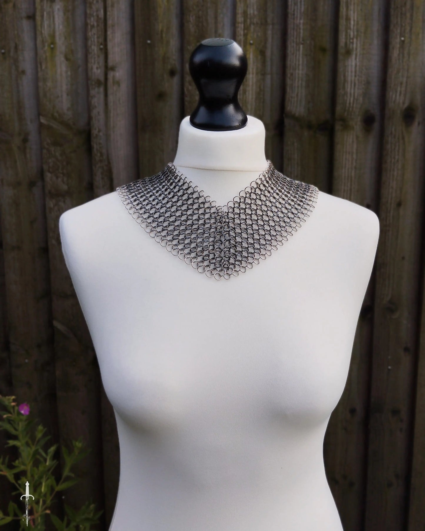 The Olivia Chainmail Collar in Gun Metal Black with Stainless Steel