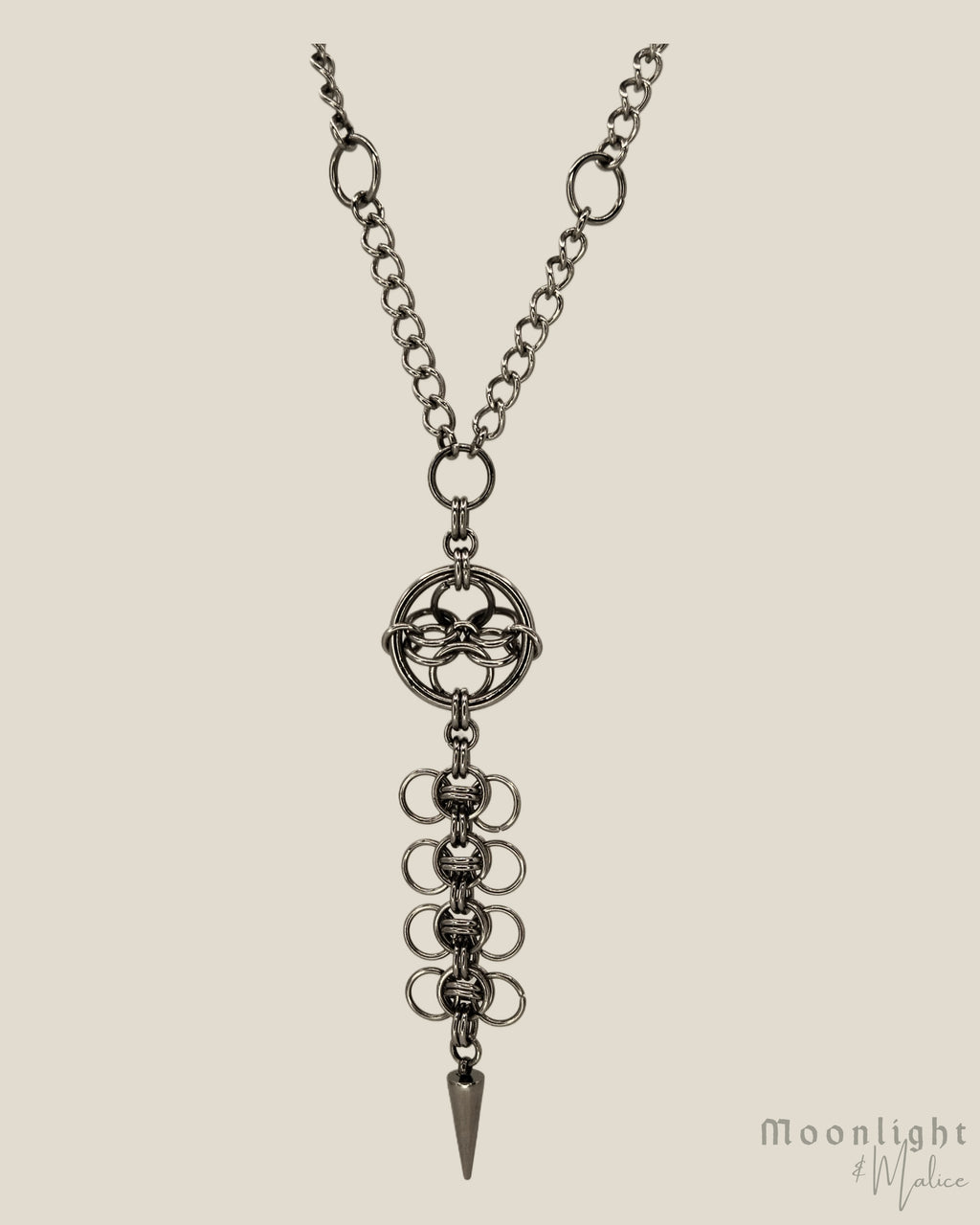 The Octavia Chainmail Pendant Necklace in Stainless Steel