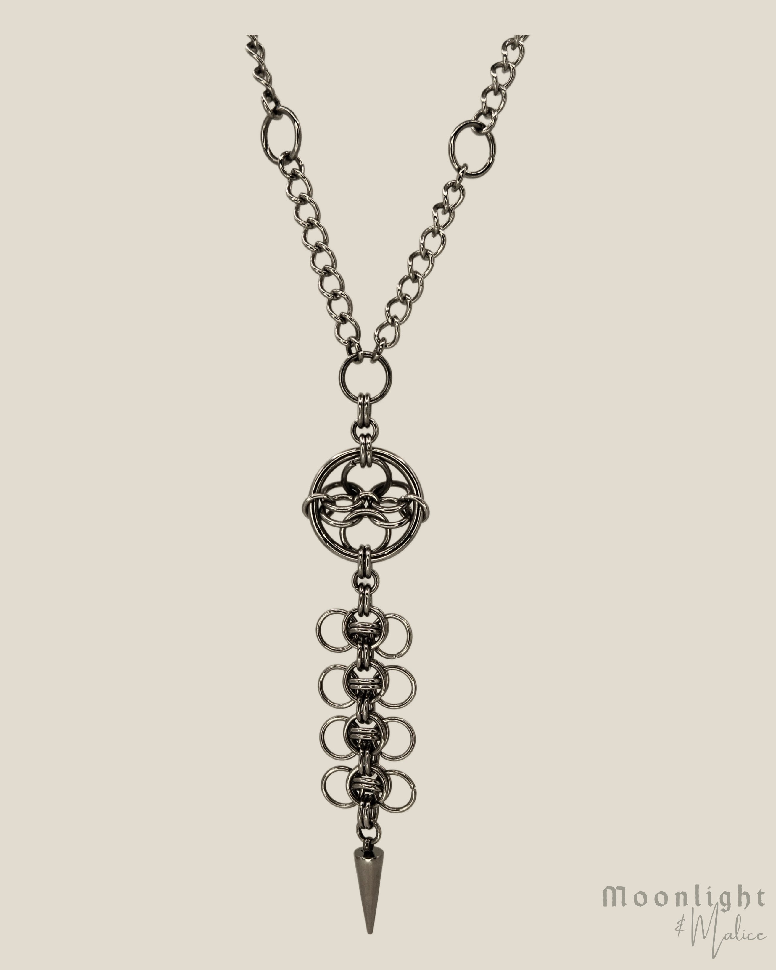 The Octavia Chainmail Pendant Necklace in Stainless Steel