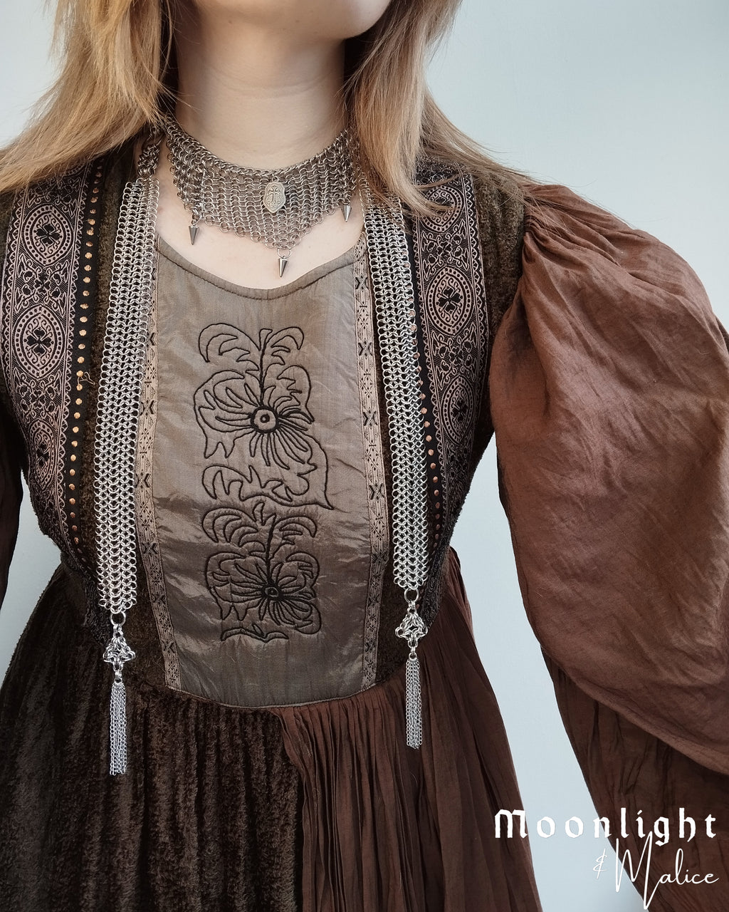 The Elvi Chainmail Scarf Style Necklace in Stainless Steel