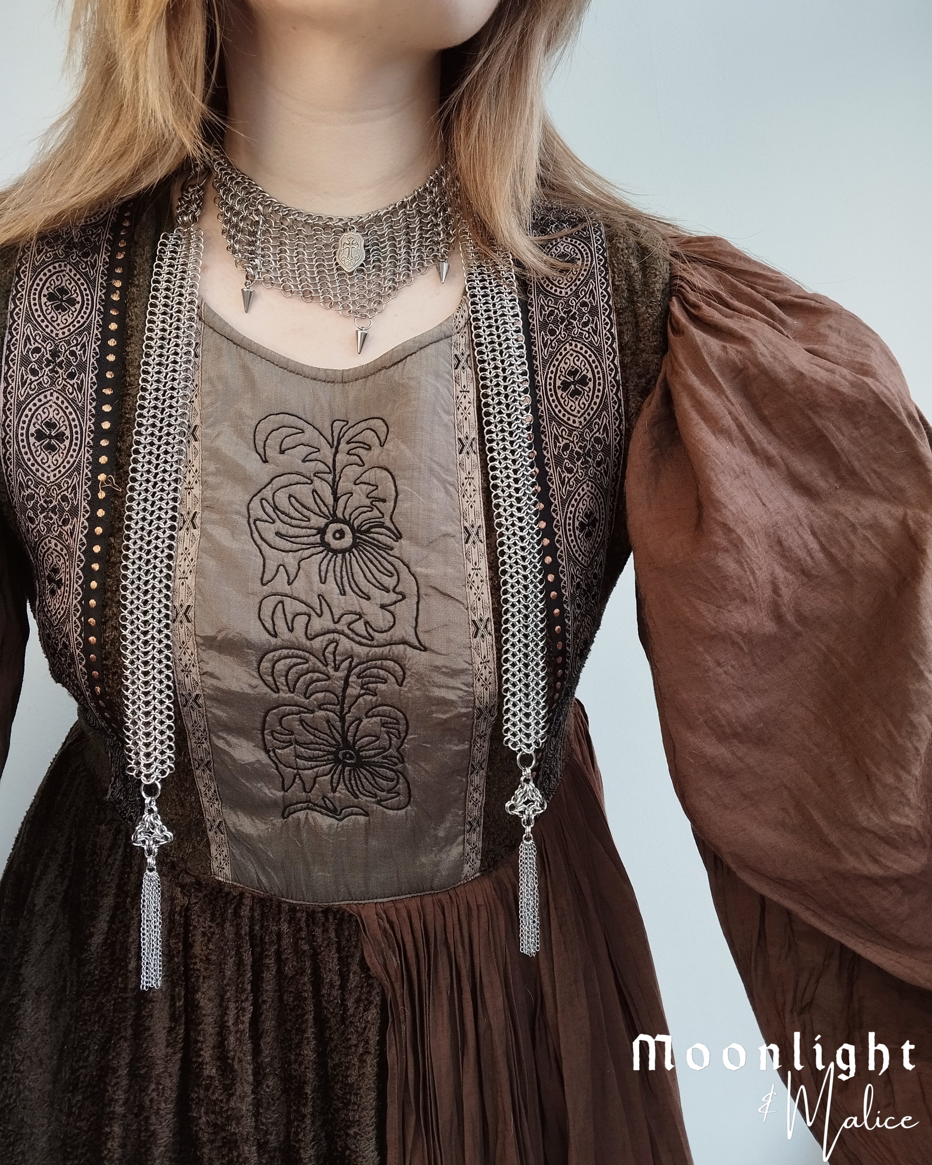 The Elvi Chainmail Scarf Style Necklace in Stainless Steel