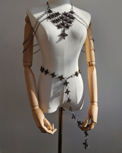 The Ayla Chainmail Cross Collar & Belt Bundle