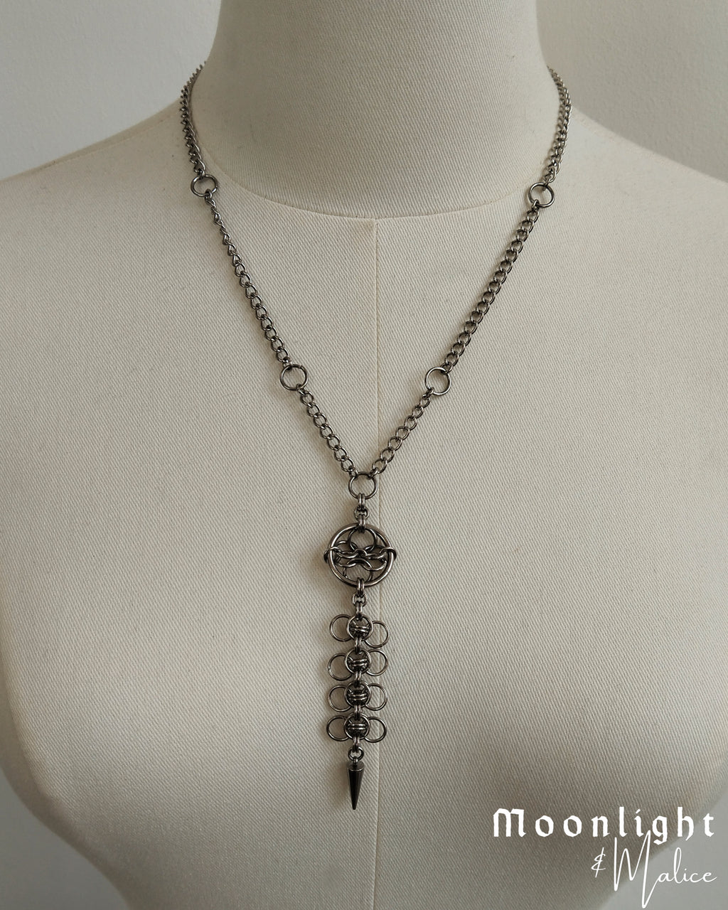 The Octavia Chainmail Pendant Necklace in Stainless Steel