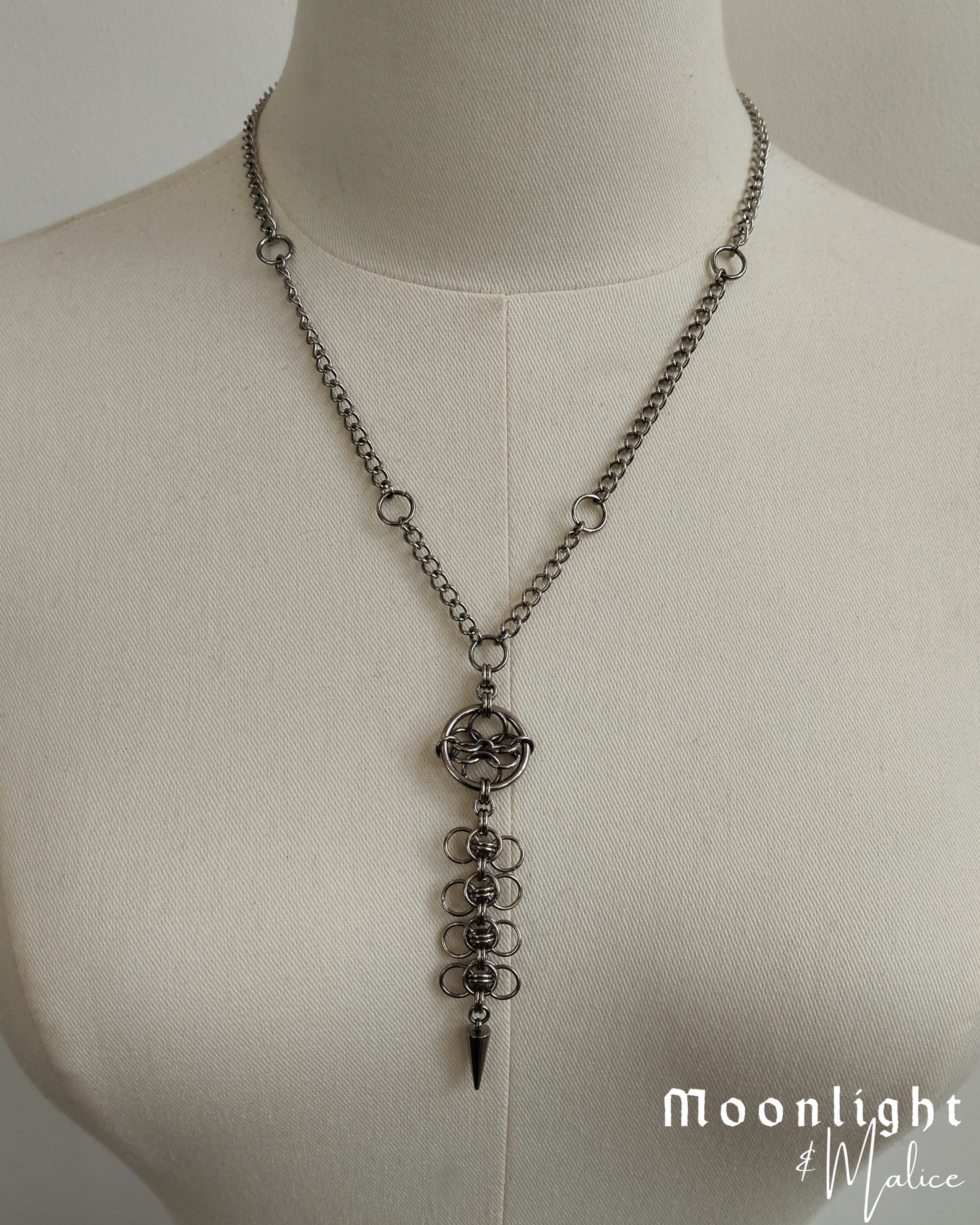 The Octavia Chainmail Pendant Necklace in Stainless Steel