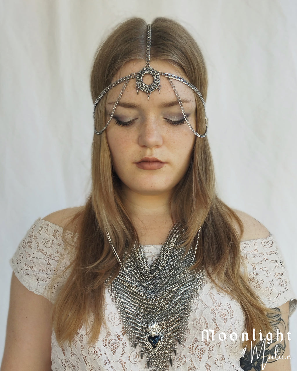 The Luminary Chainmail Head Piece in Stainless Steel - One of a Kind