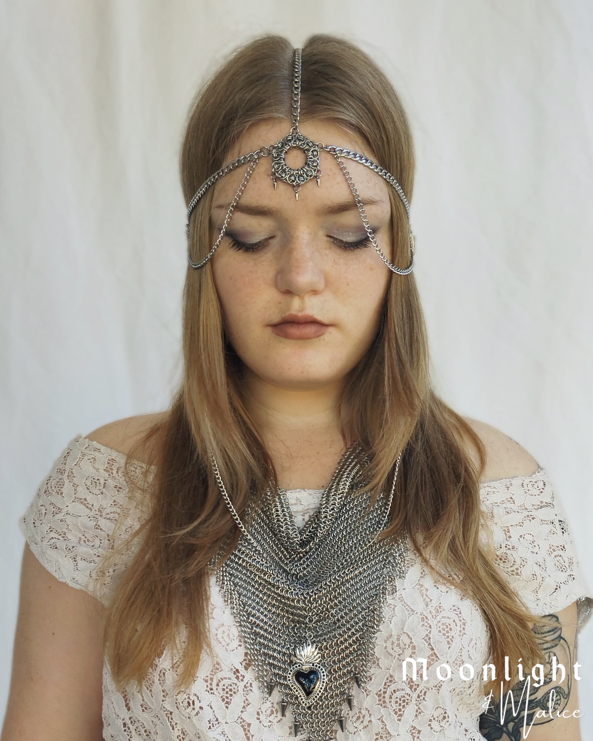The Luminary Chainmail Head Piece in Stainless Steel - One of a Kind