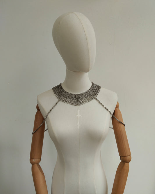 One of a Kind - The Warrior Chainmail Necklace with Shoulder Chains in Stainless Steel