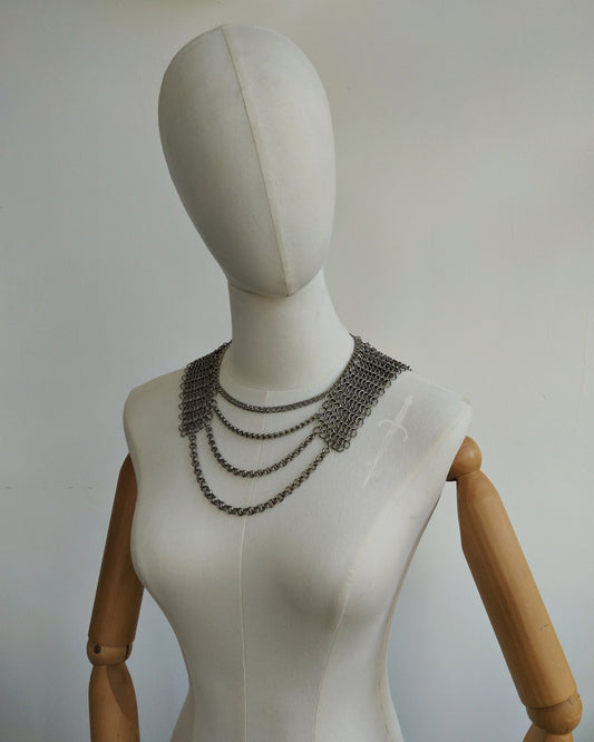 The Theia Chainmail Collar Necklace in Stainless Steel