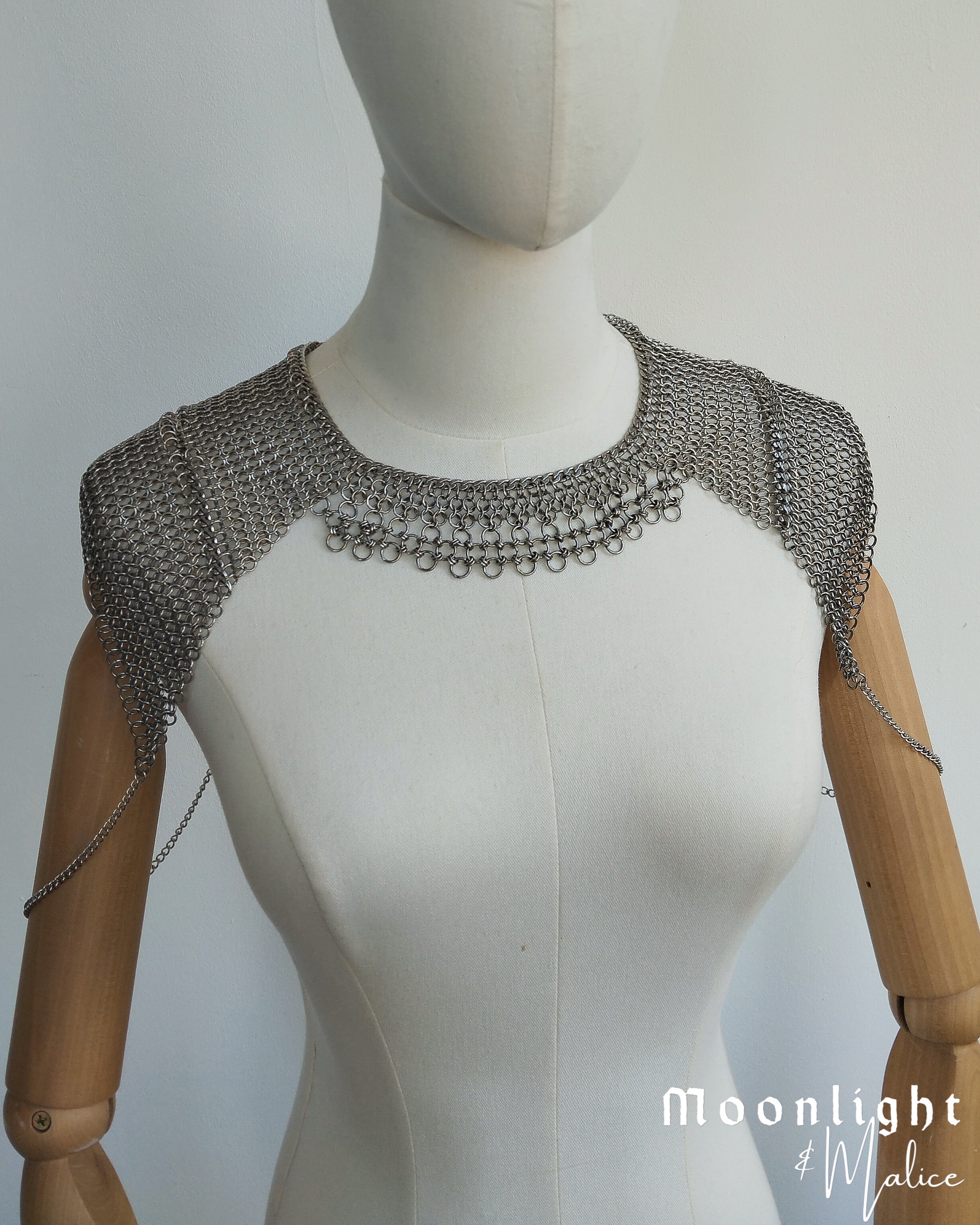 The Raina Chainmail Pauldron Piece in Stainless Steel