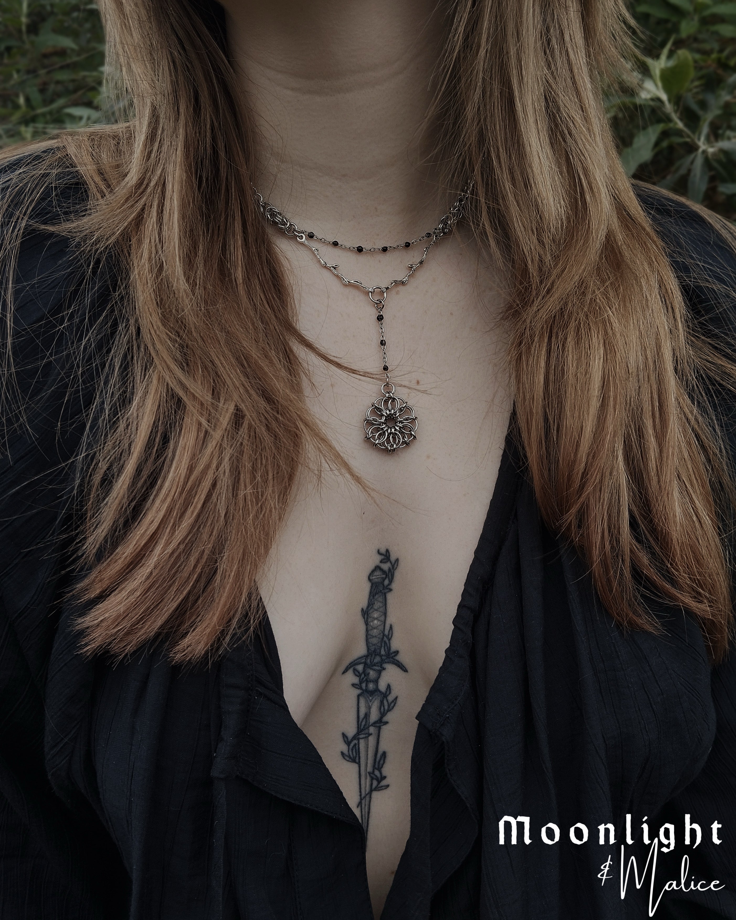 The Wild Daisy Chainmail Flower Necklace in Stainless Steel