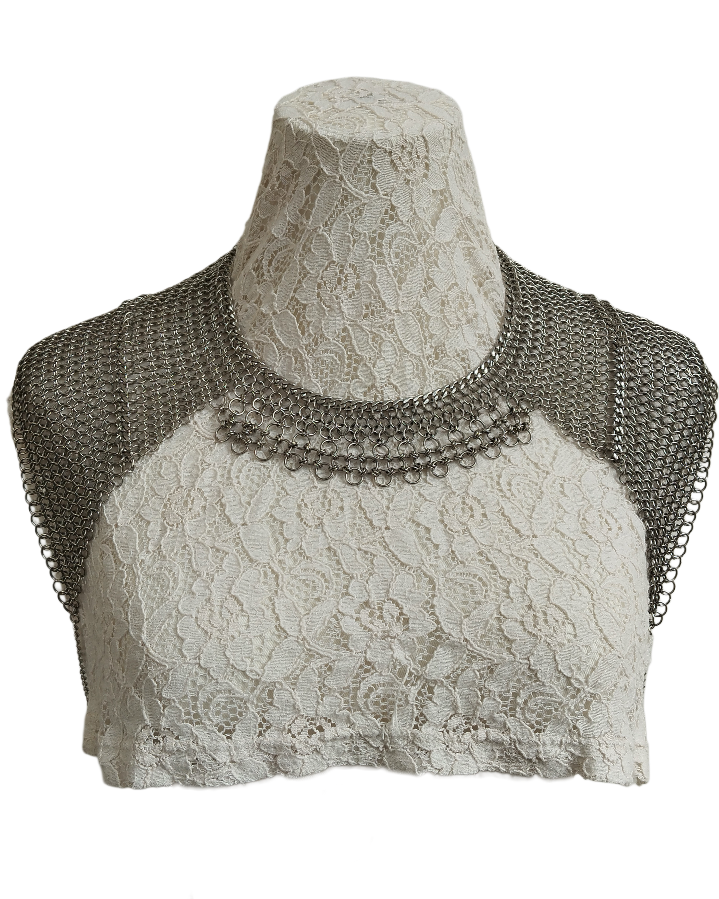 The Raina Chainmail Pauldron Piece in Stainless Steel