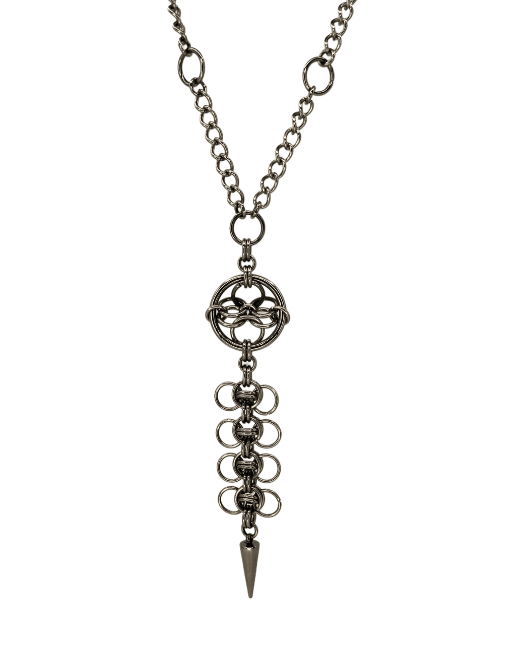 The Octavia Chainmail Pendant Necklace in Stainless Steel